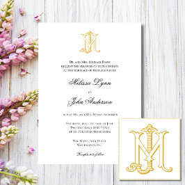 COLOR EDITABLE MJ Monograma JM Invitación Monogram