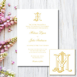 COLOR EDITABLE MJ Monograma JM Invitación Monogram