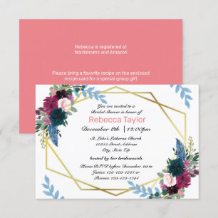 Color floral rosa rosa - Invitación a ducha nupcia