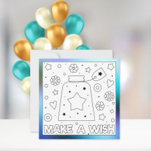 Color Me Birthday Make a Wish | Tarjeta de activid