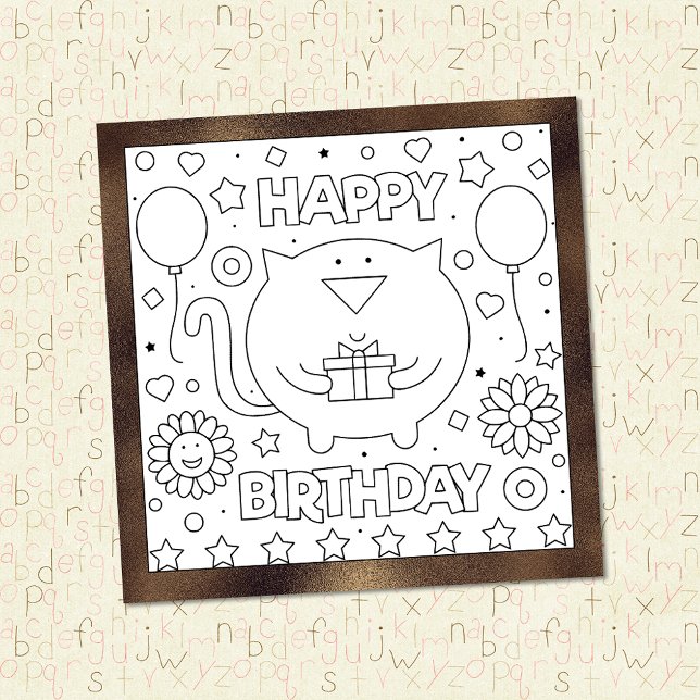 Color Me Happy Birday Cat | Tarjeta de actividad (Subido por el creador)