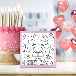 Color Me Happy Birthday Lamb | Tarjeta de activida