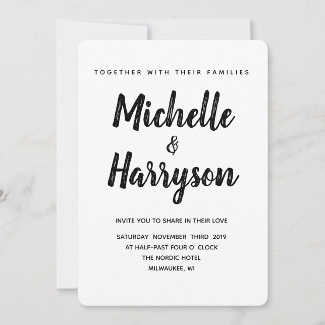 Color mínimo | Negro | Invitación a la boda (Anverso)