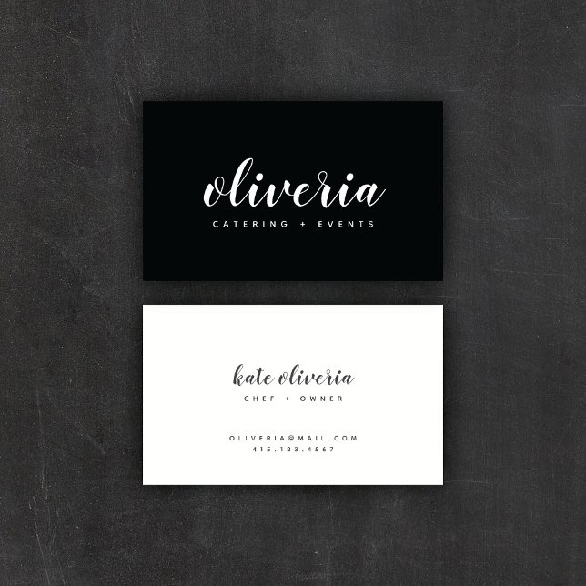 Color negro mínimo + caligrafía blanca | Tarjetas  (Subido por el creador)