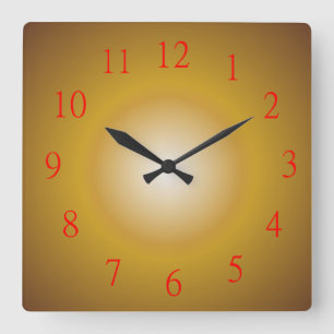 Color oro con números rojos> reloj de pared