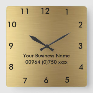 Color oro cuadrado del reloj de pared - para el