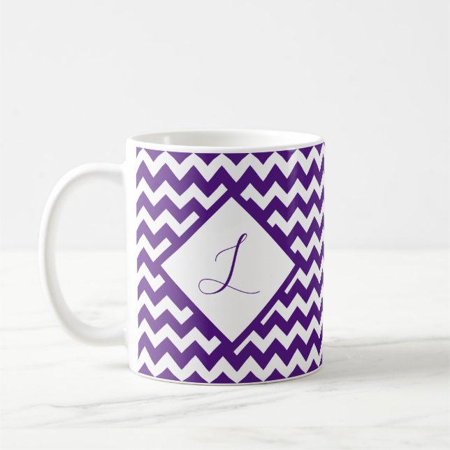 color personalizado chevron monograma taza de café (Izquierda)