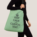 Color personalizado grande Mantener la calma bolsa<br><div class="desc">Color personalizado grande Mantener tranquilo el bolso de cuerpo cruzado. Graciosas bolsas de memes. Tipografía moderna con corona.</div>