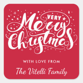 Color personalizado Muy Feliz Pegatina de Navidad