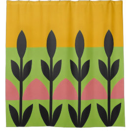 Color Resumen Flores negrita Cortina de ducha