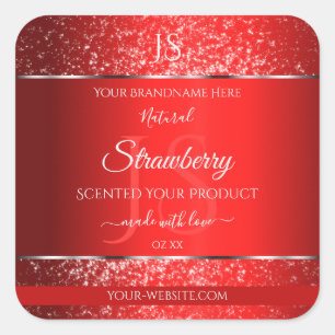 Color rojo brillante con las etiquetas de producto