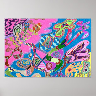 Color rosa, arte abstracto 19x13