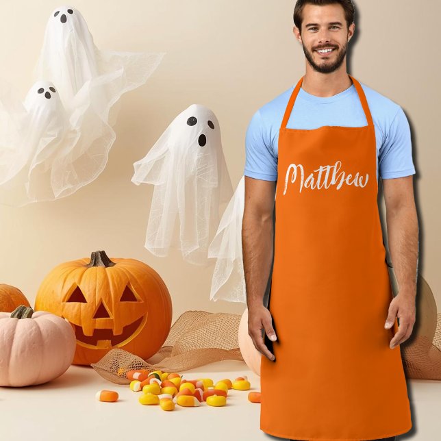 color sólido neón naranja - delantal personalizado (Subido por el creador)