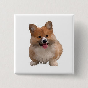 Coloración de agua adorable botón Corgi galés