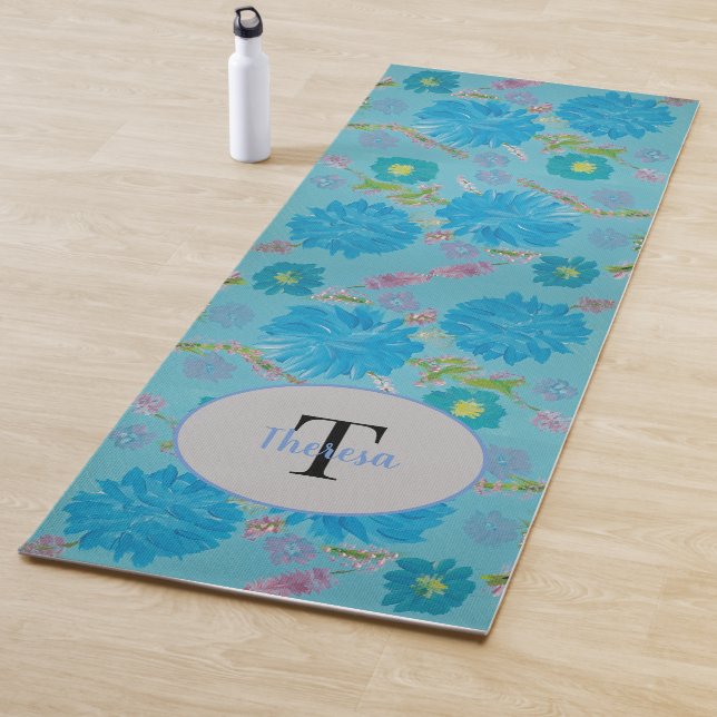 Coloración de Bluebells Monograma Floral Yoga Mat (In situ)