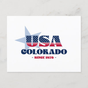 Colorado en postal roja, blanca y azul