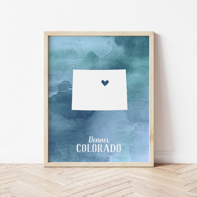 Colorado Map Blue Watercolor Arte Personalizado (Subido por el creador)