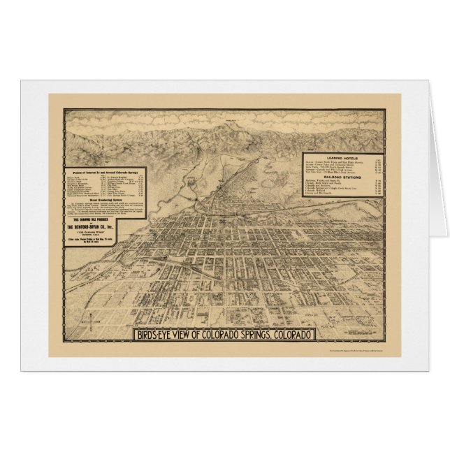 Colorado Springs, mapa panorámico del CO - 1909 (Anverso (Horizontal))