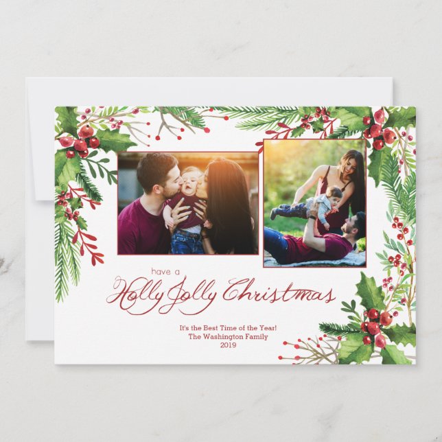 Colorante de agua del Holly Verde Rojo Dos Navidad (Anverso)