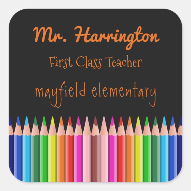 Colorante Pencils personalizado pegatinas de texto (Anverso)