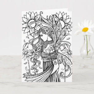 Colorea Tu Propia Tarjeta Hada y Flores