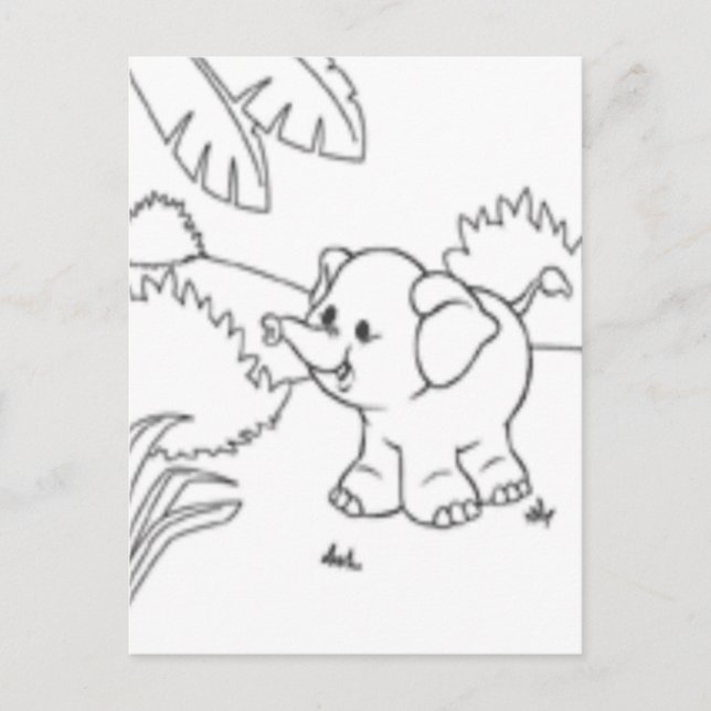 Coloréeme postal - elefante (Anverso)