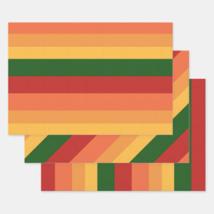 Colores a rayas de hojas de papel de envolvimiento