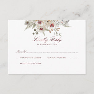 Colores acuáticos Cream y Marsala Wedding RSVP
