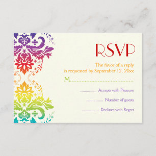 Colores arcoiris Damasco RSVP boda