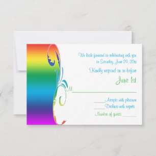 Colores arcoiris Tarjeta de respuesta Boda desplaz