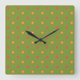Colores de adormidera Polka puntos cuadrado reloj 