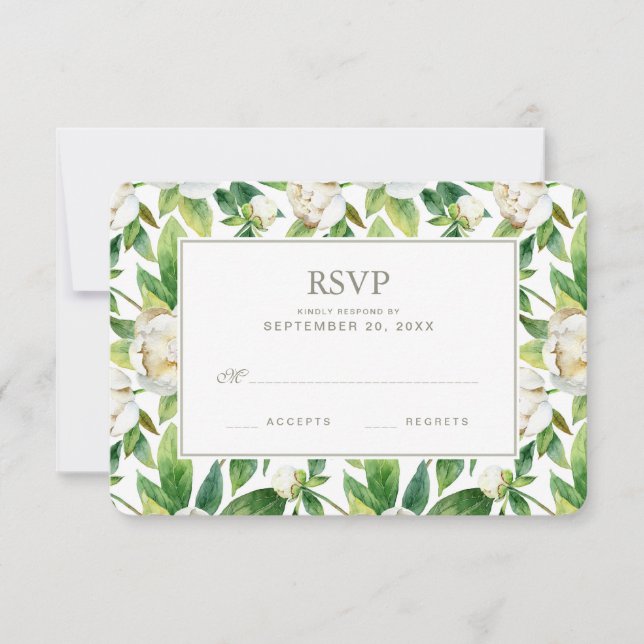 Colores de agua blancos y hojas - RSVP (Anverso)
