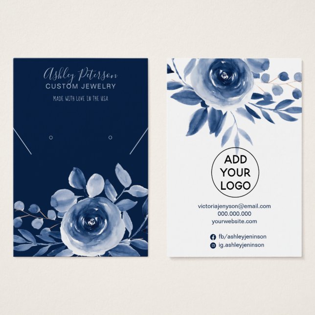 Colores de agua color índigo joyas auriculares pan (Anverso y reverso)