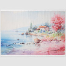 Colores de agua costeros Papel de tejidos o textil