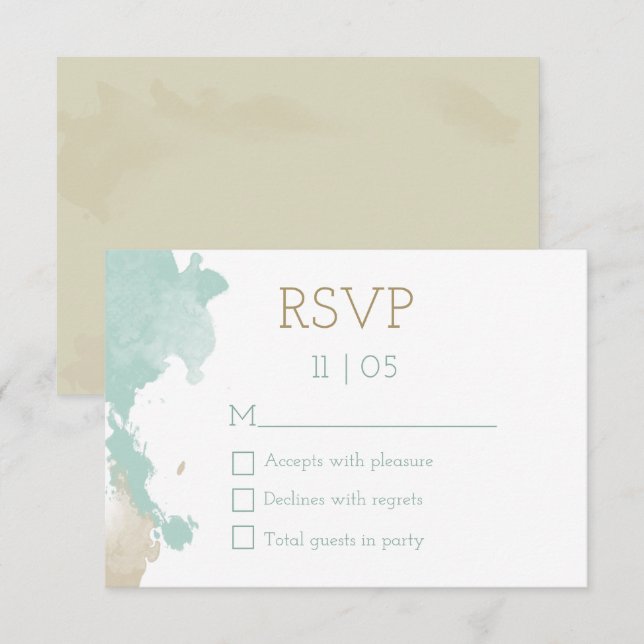 Colores de agua modernos salpicados Boda RSVP (Anverso / Reverso)