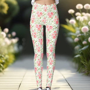 Colores de agua Peony Floral Pattern Peach Legging
