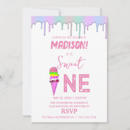 Colores de arcoiris de helado dulce, Invitación