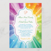 Colores de arcoiris Invitación a la boda de Sunbur