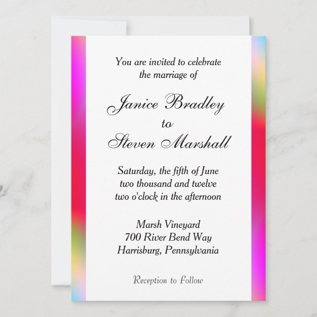 Colores de arcoiris Invitación a la boda gay (Anverso)