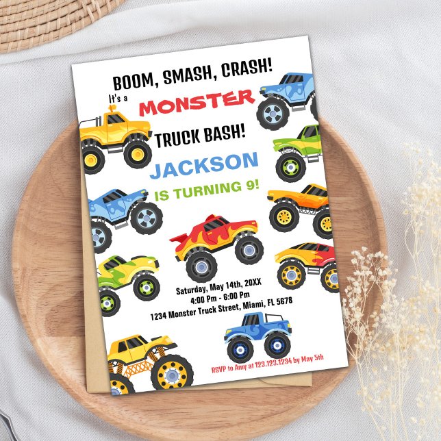 Colores de invitaciones de cumpleaños de monster T (Monster Truck Birthday Invitations Colours)
