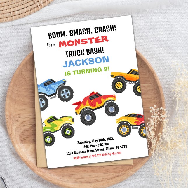 Colores de invitaciones de cumpleaños de monster T (Monster Truck Birthday Invitations Colours)