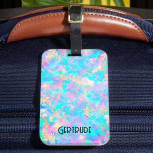 colores de neón opal etiqueta de equipaje