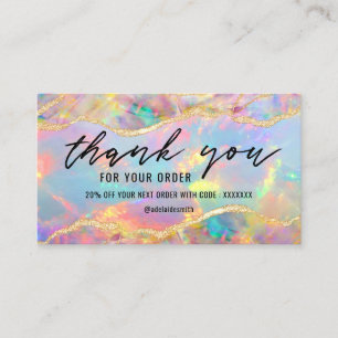 colores de neón opal gracias tarjeta de visita
