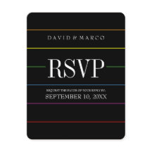 Colores de Orgullo de Pinstripe RSVP Boda Gay