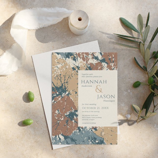 Colores de otoño hojas orgánicas invitación abstra (Subido por el creador)