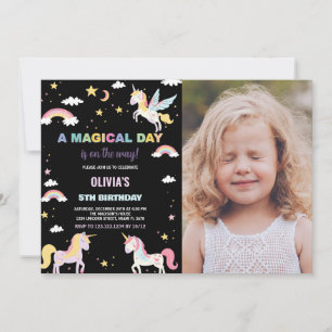 Colores de unicornios invitaciones de cumpleaños c