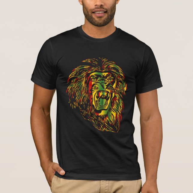 Colores del reggae del león de la camiseta de