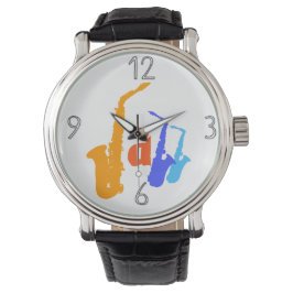 Colores del reloj de Ilustracion del jazz Sax 1