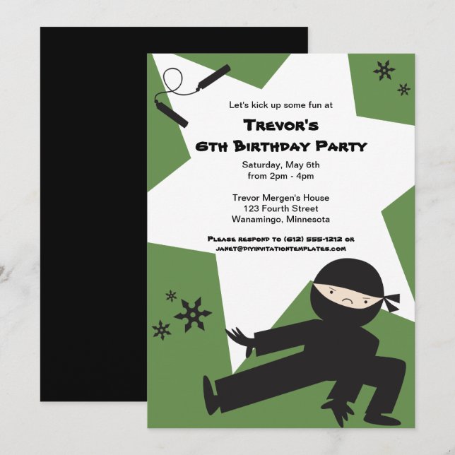 ¡COLORES EDITABLES! Invitación de cumpleaños de Ni (Anverso / Reverso)