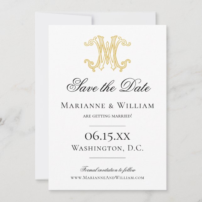 COLORES EDITABLES MW Monograma WM Invitación monog (Anverso)